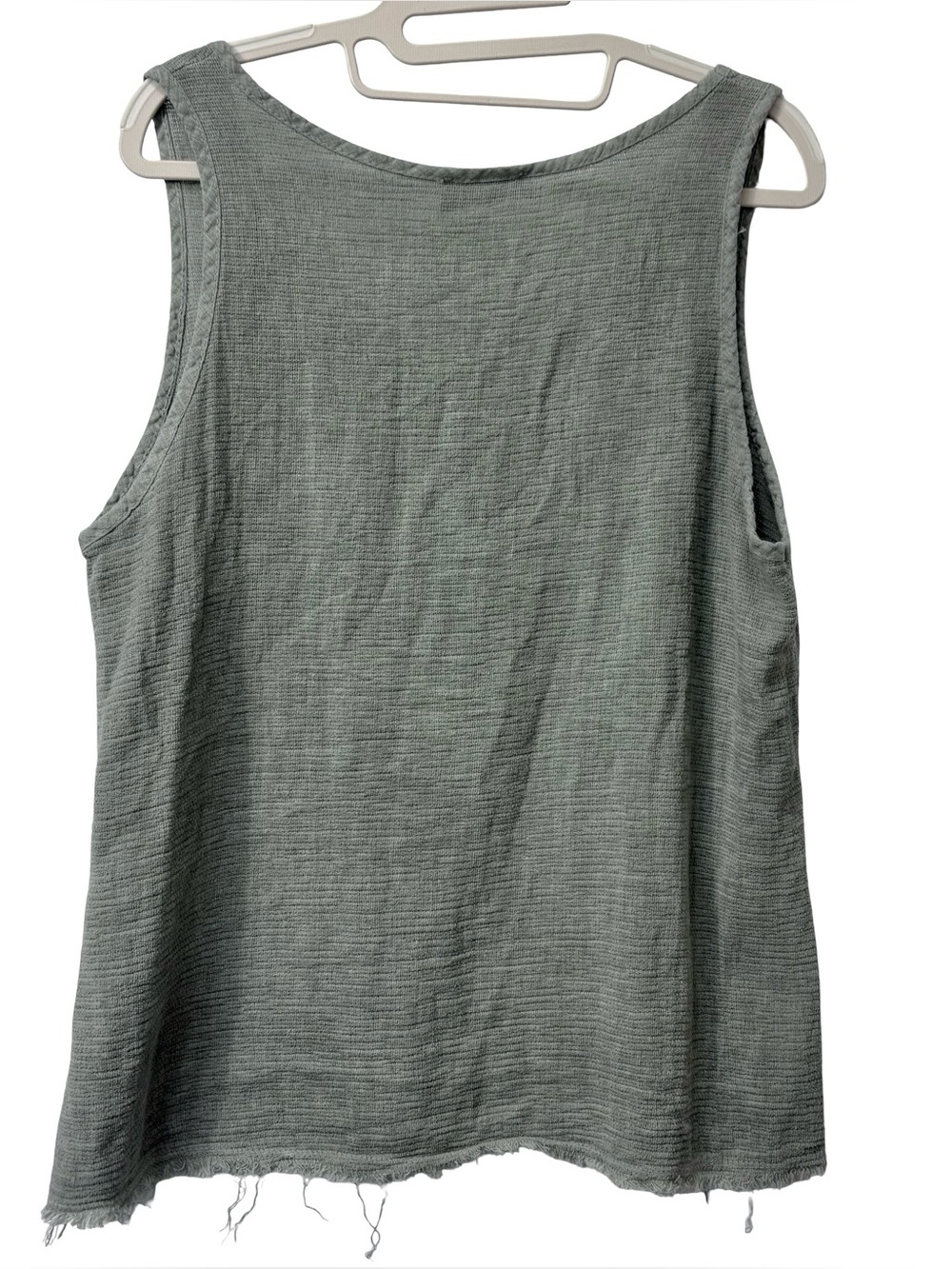 Nina Kendosa Paris Cotton Linen Gauze Mesh Cotton Sleeveless Top Sage Green Sz M - Picture 4 of 6